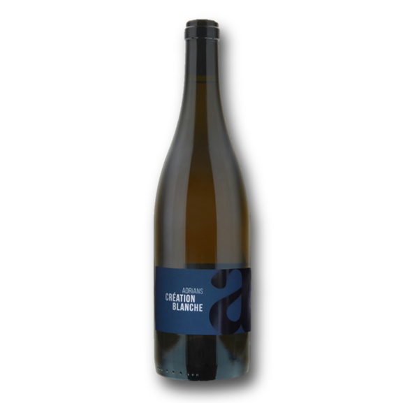 Adrians - Création Blanche Flasche von biodynamischem Weisswein aus der Schweiz, ideal für Apéro und leichte Gerichte.